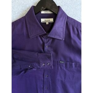 Faconnable Shirt Mens Extra Large Button Up France Solid Rich Purple Casual XL